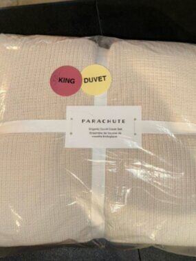PARACHUTE Natural KING Organic Cotton Textured Waffle Duvet Cover Set